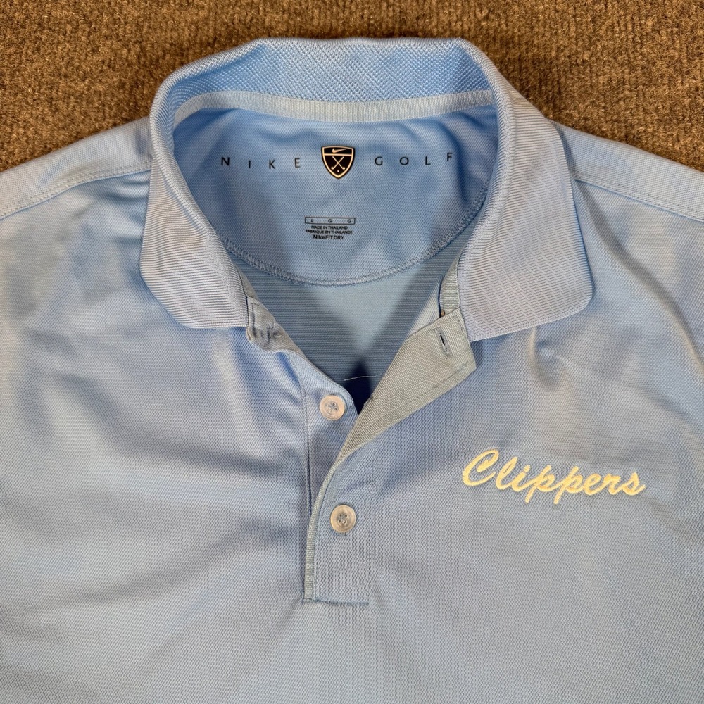 Nike Golf Mens Clippers Polo Shirt Light Blue Nike Fit Dry Size Large #3110